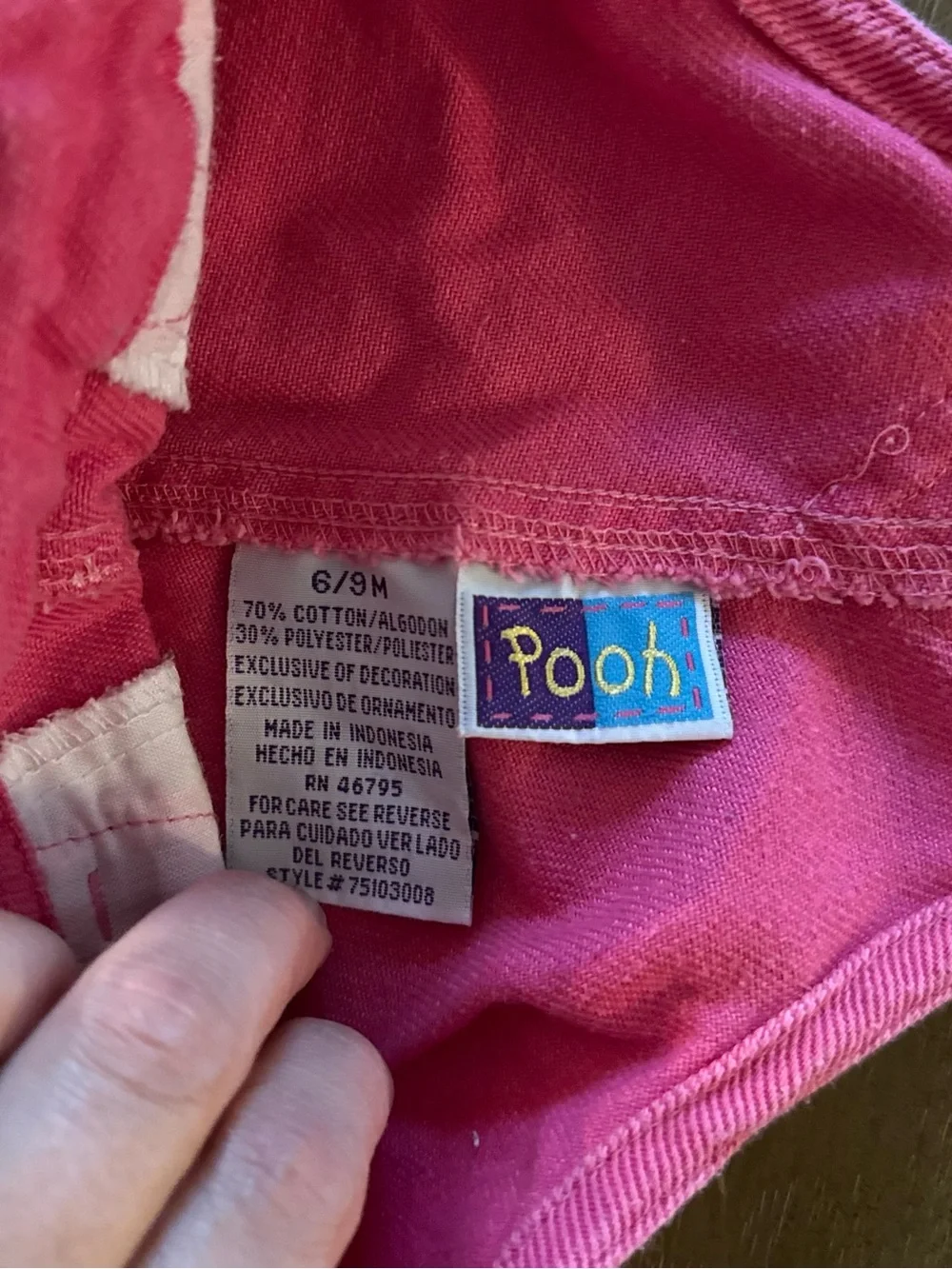 Vintage Baby Girl Hot Pink 90s/Y2K Winnie the Pooh Embroidered Bubble Overalls